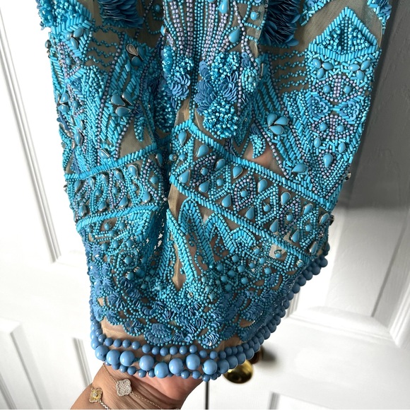 Cult Gaia Evangeline Beaded Jeweled Mini Dress in blue Size 00 $2998 - Picture 9 of 15